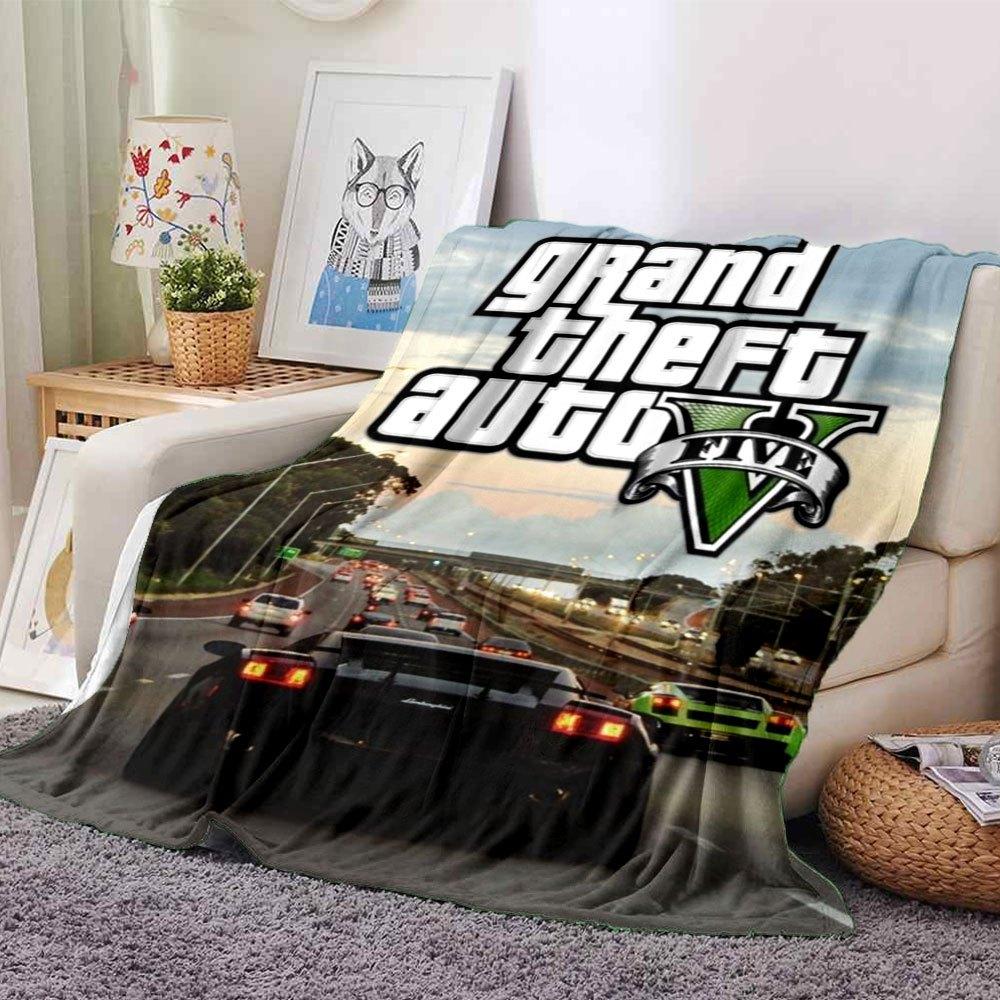 1pc Grand Theft Auto Soft Flannel Blanket with Designer Print A Cozy Blanket for All Seasons, Perfect for the Couch, Bed, Office