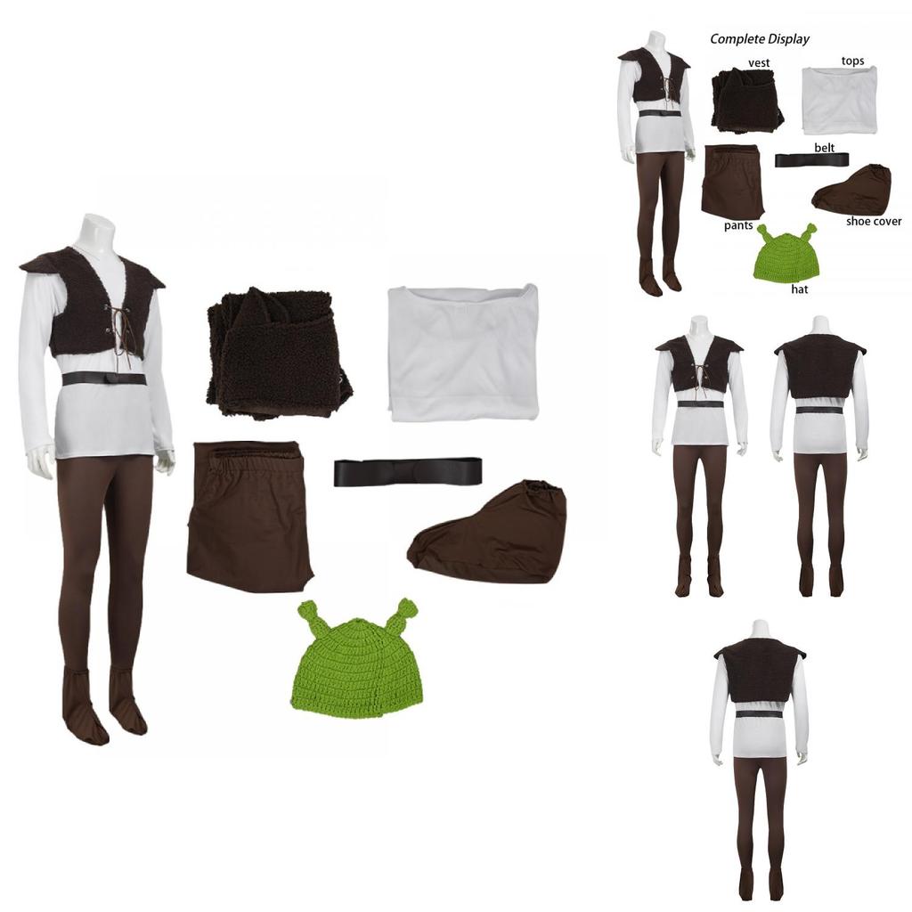 Costume da Cosplay di Shrek in Tessuto Poliestere per Eventi di Role Play di Halloween