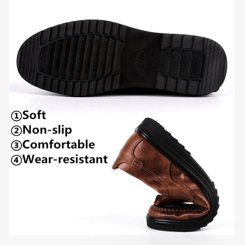 Men's Casual Genuine Leather Shoes Breathable Comfortable Men's Loafers Business Oxford Leather Flats Shoes Breathable Dad Shoes