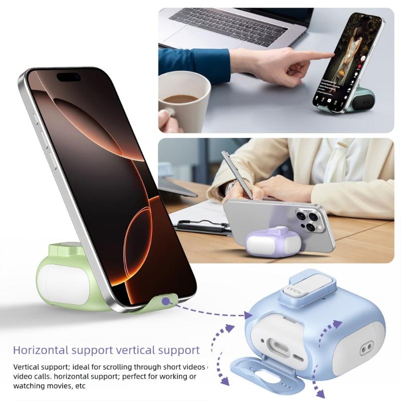 Secure Lock Design Protective Cover With Hiddens Phone Holder Compatible for Pro3 Earbuds Charging Case Shell Holder