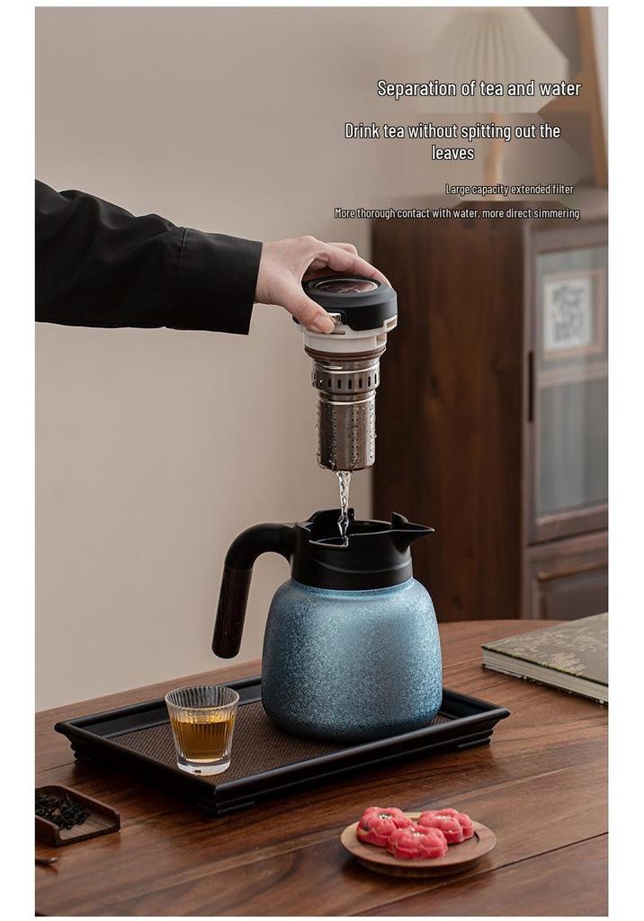 Pure Titanium Large-Capacity Teapot 2025: White Tea Stewing & Brewing Kettle with Temperature Display.