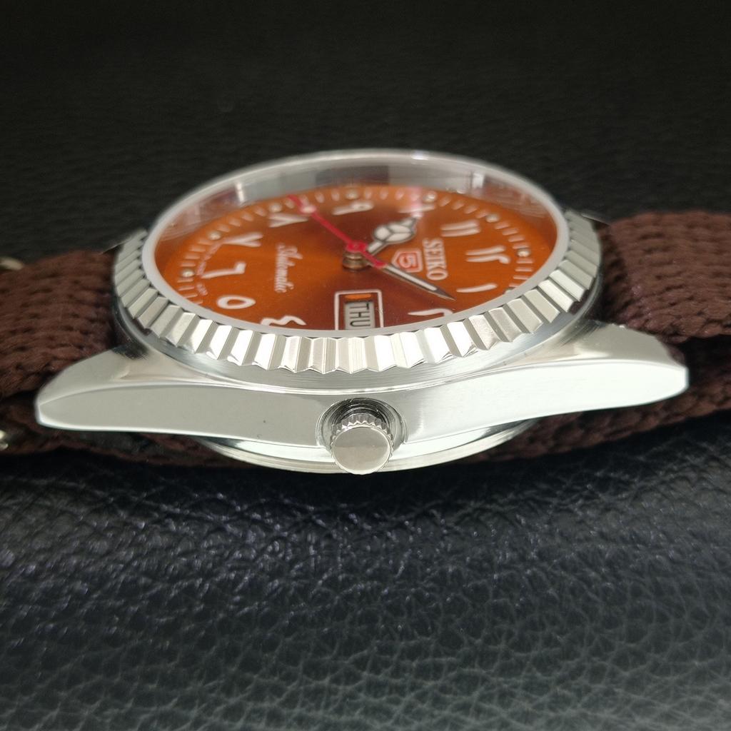 JAPAN VINTAGE REFURBISHED SEIKO 5 AUTOMATIC 6309A MENS ORANGE WATCH a442460-1