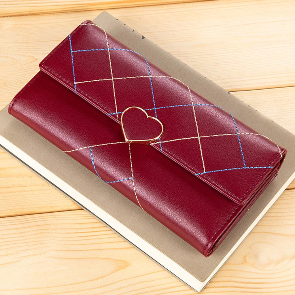 Women's Long Wallet Leather Tri-fold Clutch Multifunction Wallet