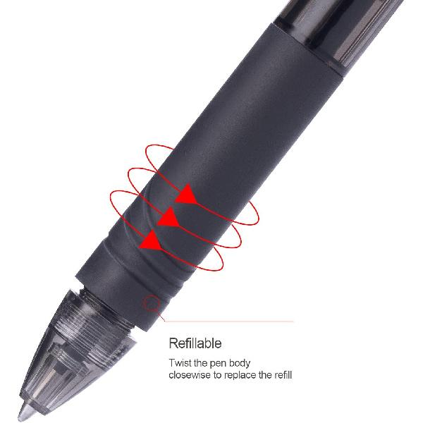 ParKoo Retractable Erasable Gel Pens 0.7mm, 12 Black Twist Pens Fine Point, Make Mistakes Disappear, Smooth Writing with Comfortable Grip for