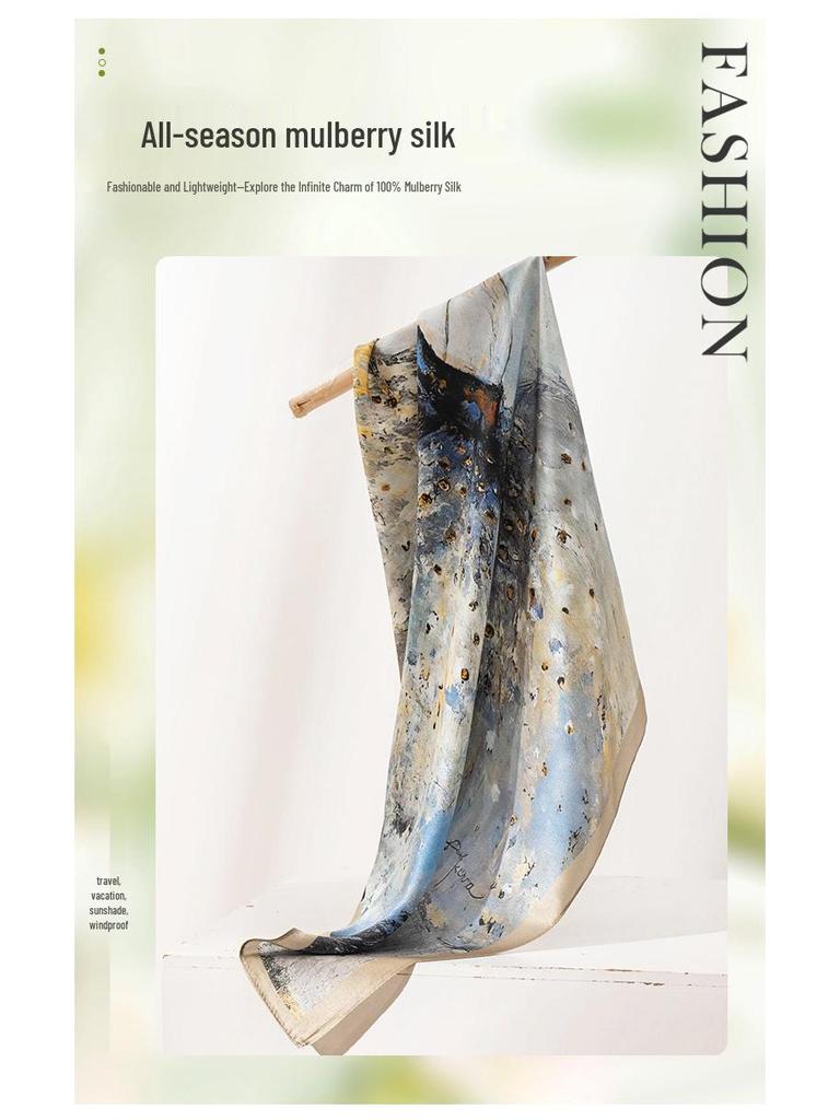 Ballet Girl Print Mulberry Silk Scarf – Elegant Autumn Square Neck Scarf for Women