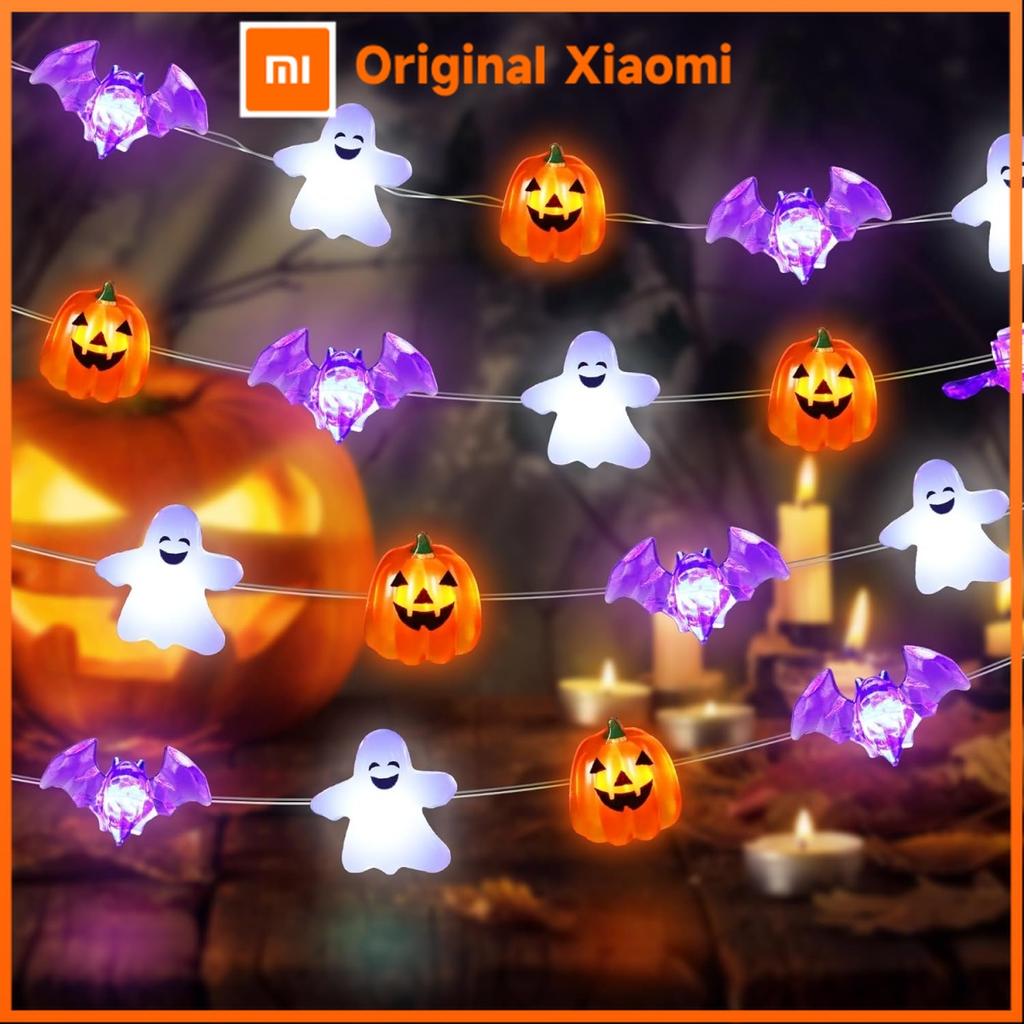Xiaomi 1pc 20/30 LED Halloween Copper Wire String Light With Mini Ghost Pumpkin Bat Waterproof Fairy Atmosphere Lamp Battery Operated