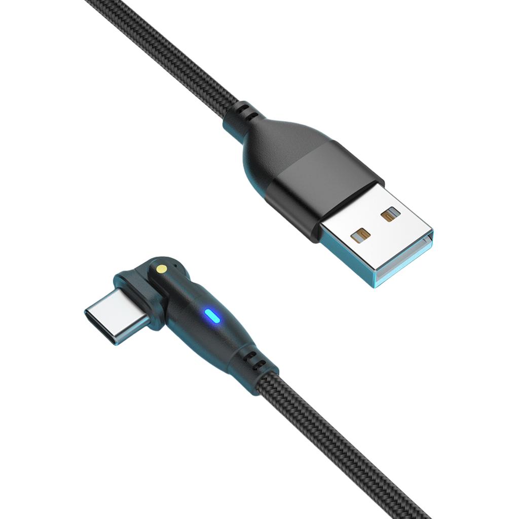 Portable USB to Type C Fast Charging Wire with 180° Connectors for Easy Gaming and Video Watching