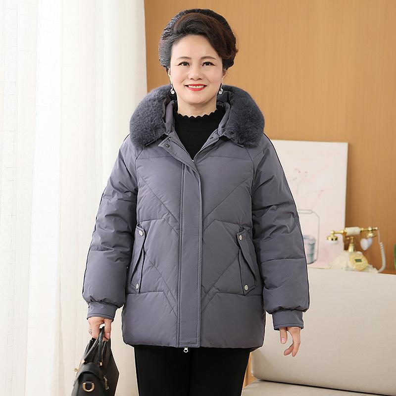 

Зимняя куртка средней длины на пуху для женщин среднего и пожилого возраста, утолщенная куртка с хлопковой подкладкой XL