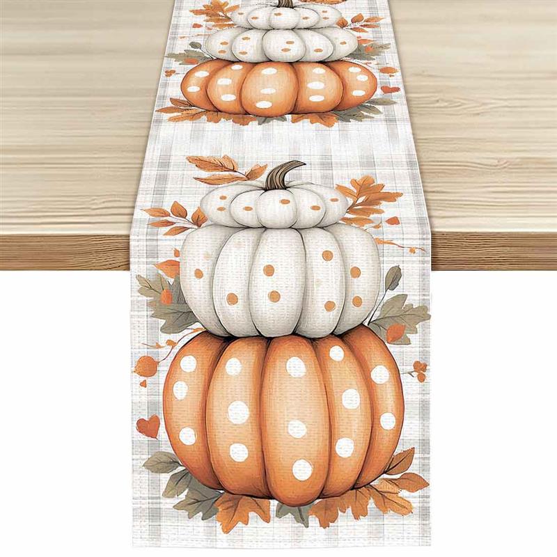 Thanksgiving Pumpkins Autumn Leaf Polyester Table Runners Wedding Decoration Durable Kitchen Dining Table Runners Party Supplies