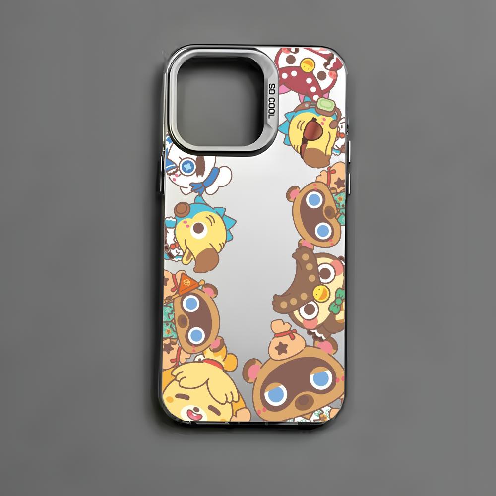 Game Animal C-Crossing Phone Case For iPhone 16 15 14 13 12 11 Pro Max Black Matte Multicolor Laser Metallic Aurora Cover