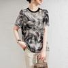 Ink Painting Silk Short-sleeved Women's Summer New Round Neck Mulberry Silk Temperament Top T-shirt