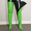 Thin Heels Boots Autumn and Winter Women Polychrome Over The Knee Boot Sexy  Pointed Toe PU Side Zipper Large Size Women Shoes