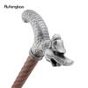 Silver Dragon Wooden Single Joint Fashion Walking Stick Decorative Cospaly Cane Halloween Mace Crutch  Wand Crosier 95cm