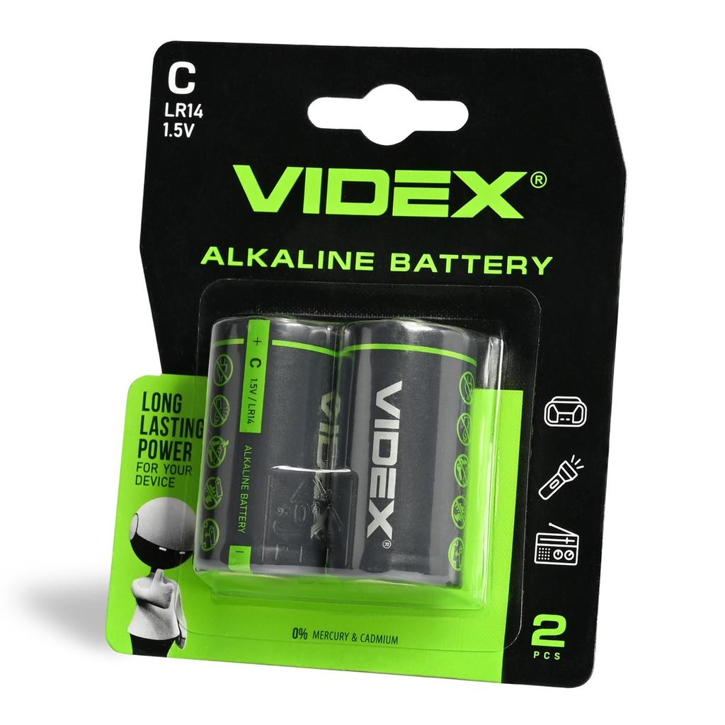 2 Szt. Mocne Baterie Alkaliczne Zestaw Videx C Lr14 1.5V 8000 Mah