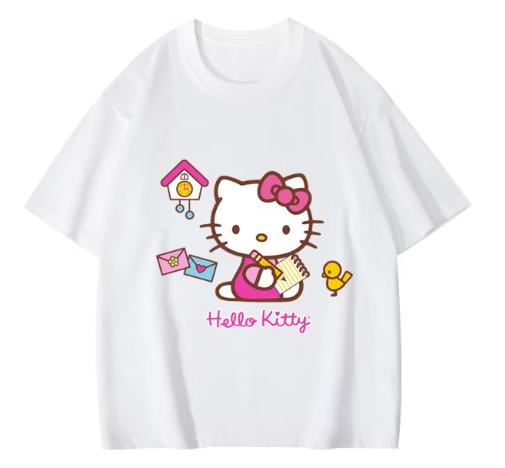 

2026 New Fashion RoundNeck ShortSleeve Spring Hello Kitty Women Comfortable summer Womens Tshirt loose fit S