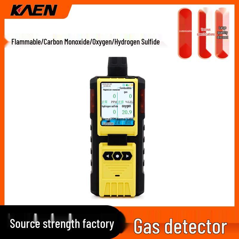 4-in-1 Gas Detector: Oxygen, Hydrogen Sulfide, Carbon Monoxide, Flammable Gases