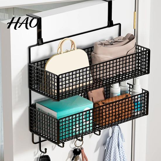 Étagère de rangement suspendue pour chambre à coucher Organisateur de porte avec crochets Construction robuste Conception de cintre en maille Facile à assembler Panier détachable à l'arrière