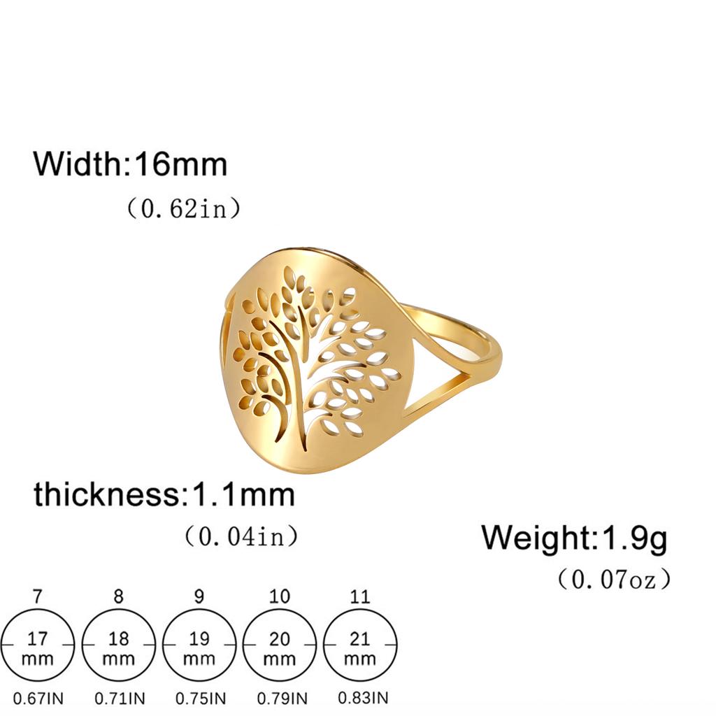 Retro Tree of Life Stainless Steel Ring for Men and Women Lucky Talisman Jewelry Fashion Wide Finger Ring Birthday Gift