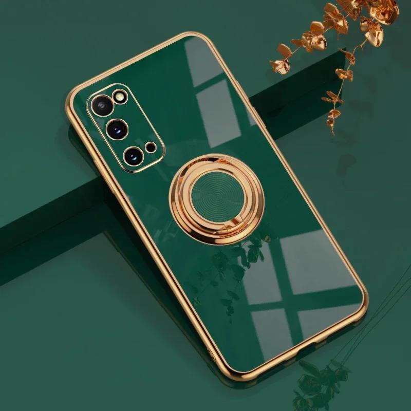 

Plating Silicone Case For Samsung Galaxy S22 S23 S24 S25 Ultra S20 FE S21 Plus Note 20 10 A53 A52S A72 5G Cover With Ring Holder For Samsung S24