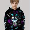 Boys' fashionable 3D printed casual pullover, spring and autumn long sleeved sportswear, boys' outdoor hoodie top