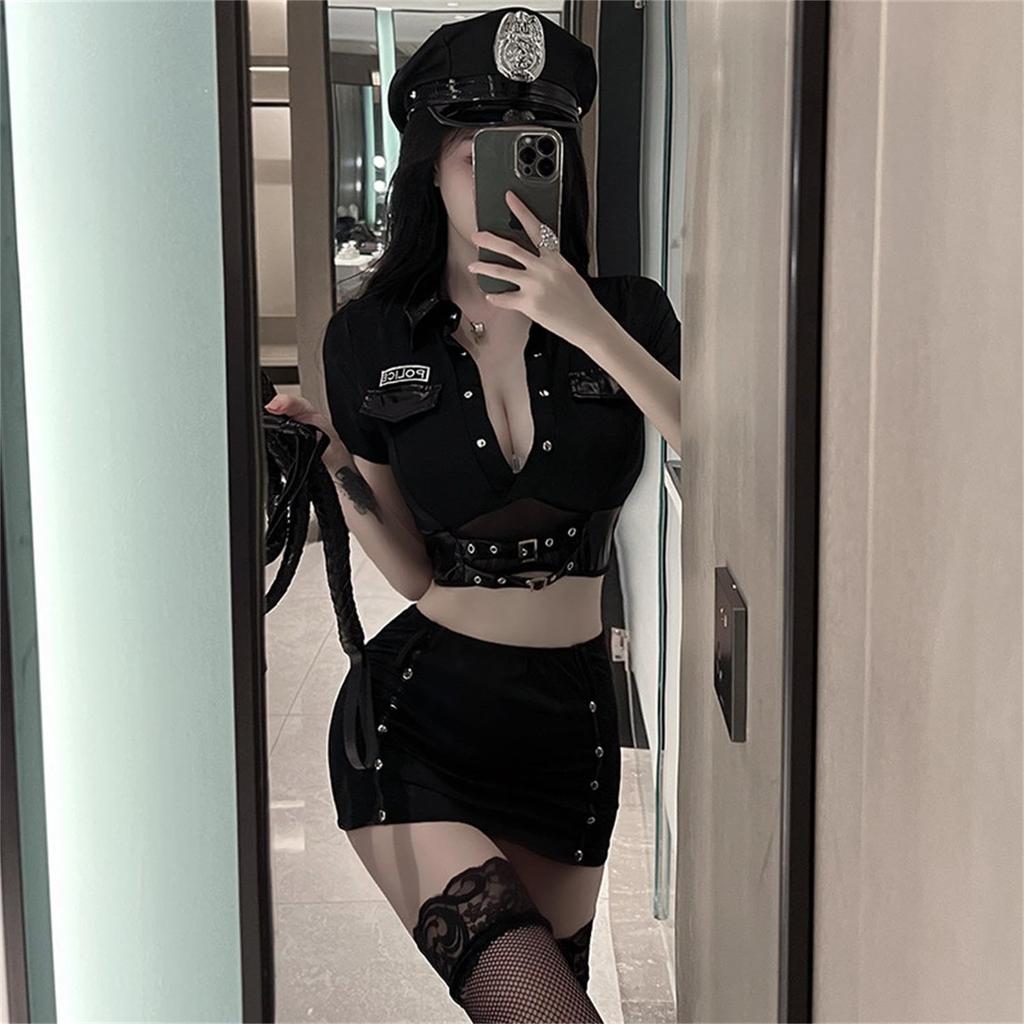 Sexy Police Cosplay Set Police Costume Party Fancy Dress Miniskirt Police Policewoman Uniform Cosplay Miniskirt Cute Halloween Event Cultural Festival