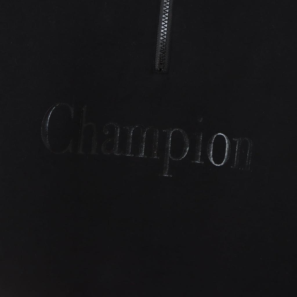 Long Brushed Clear Rubber Half Zip Black [Champion] Sweatshirt, Sleeve, Lining, Print, Sweatshirt, Men's Casual, C3-A004