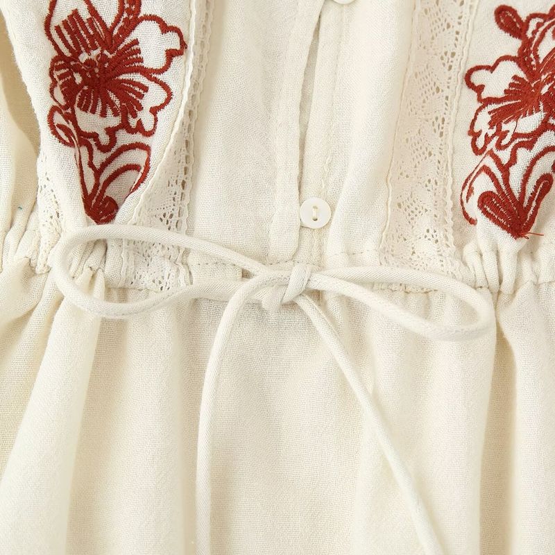 Kaslead New Women clothes Western Style Fashion Loose Band Embroidery Shirts 7200039