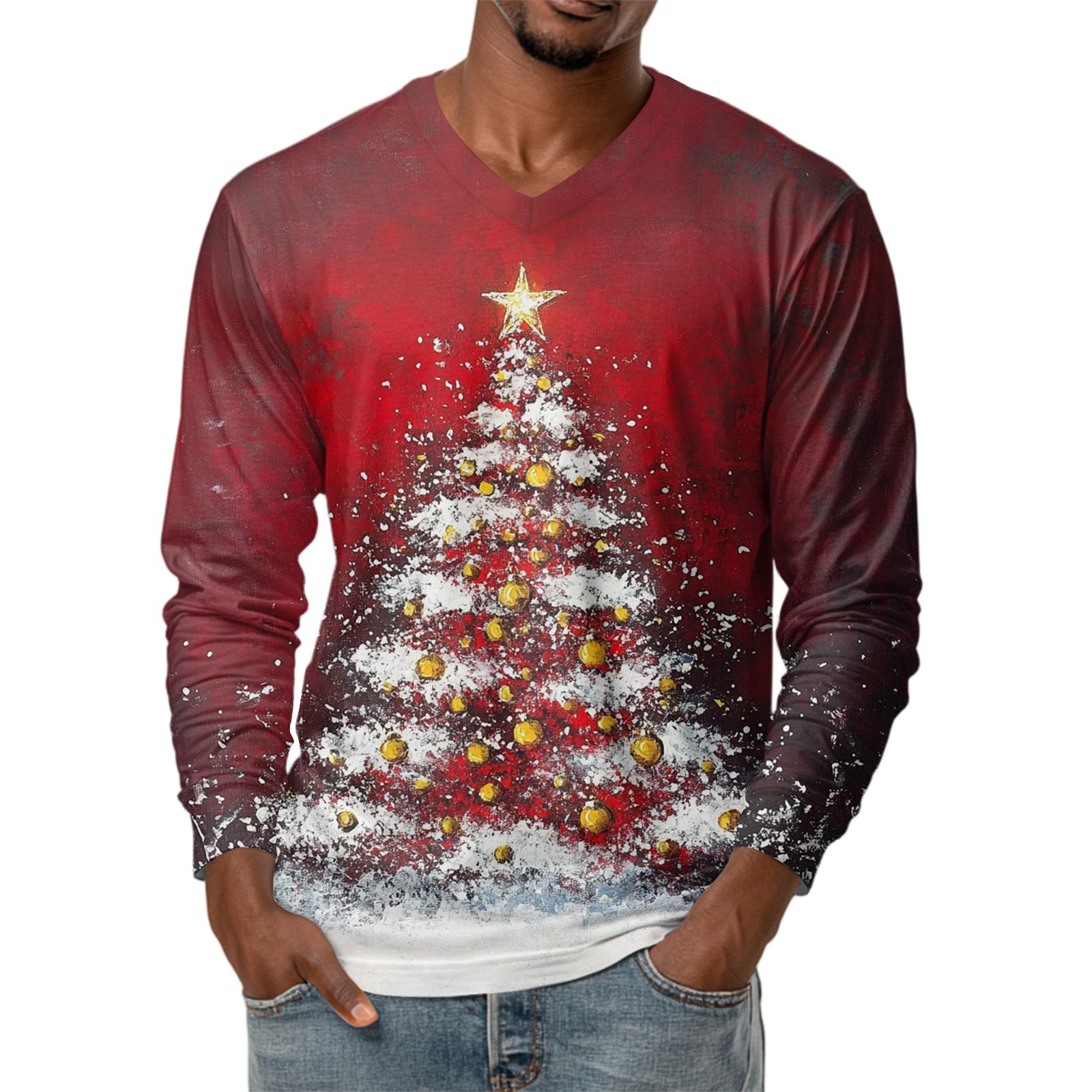 

Мужская модная футболка с принтом, V-образным вырезом, повседневная, с длинным рукавом, для ношения под низ, топ L белый