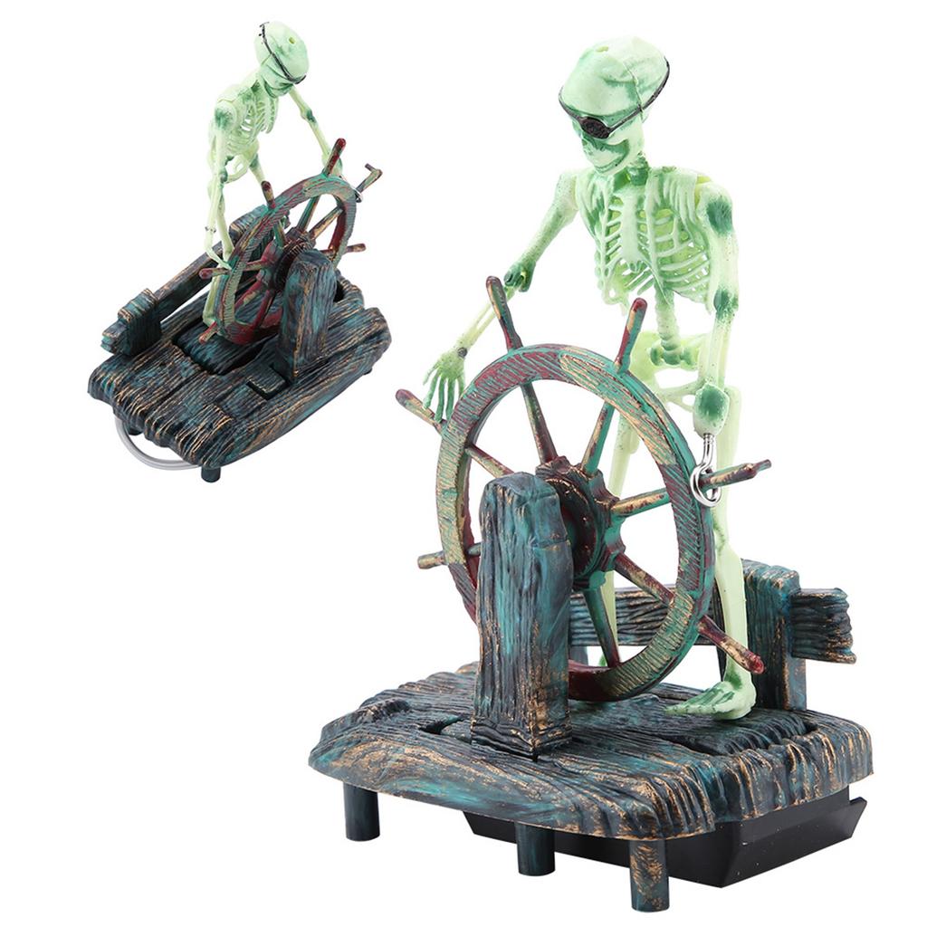 Aquarium Hippocampus Pirate Captain Decoration Fish Tank Landscape Skeleton Ornament