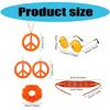 1970s Hippie Costume Jewelry Accessory For 70s 60s Themed Party Hair Band Glasses Knitted Headband Necklace Earrings