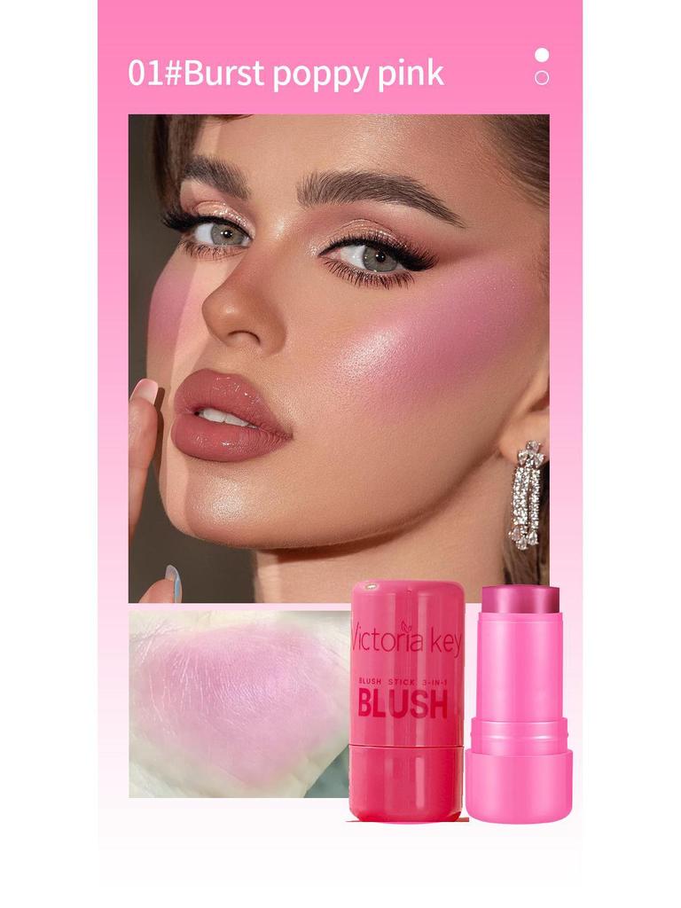 Jelly Blush Stick: Moisturizing Shimmer, Natural Contouring, Dual-use for Lips and Cheeks, Long-lasting Makeup, Highlight Rouge Cream