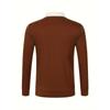Long Sleeved Lapel Button Men's Casual Top Polo Shirt