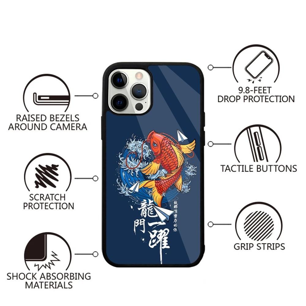 Koi Carp Fish Yin Yang Art Phone Case For iPhone 16,15,14,13,12,11,Plus,Pro,Max,Mini Magsafe Magnetic Wireless Charging