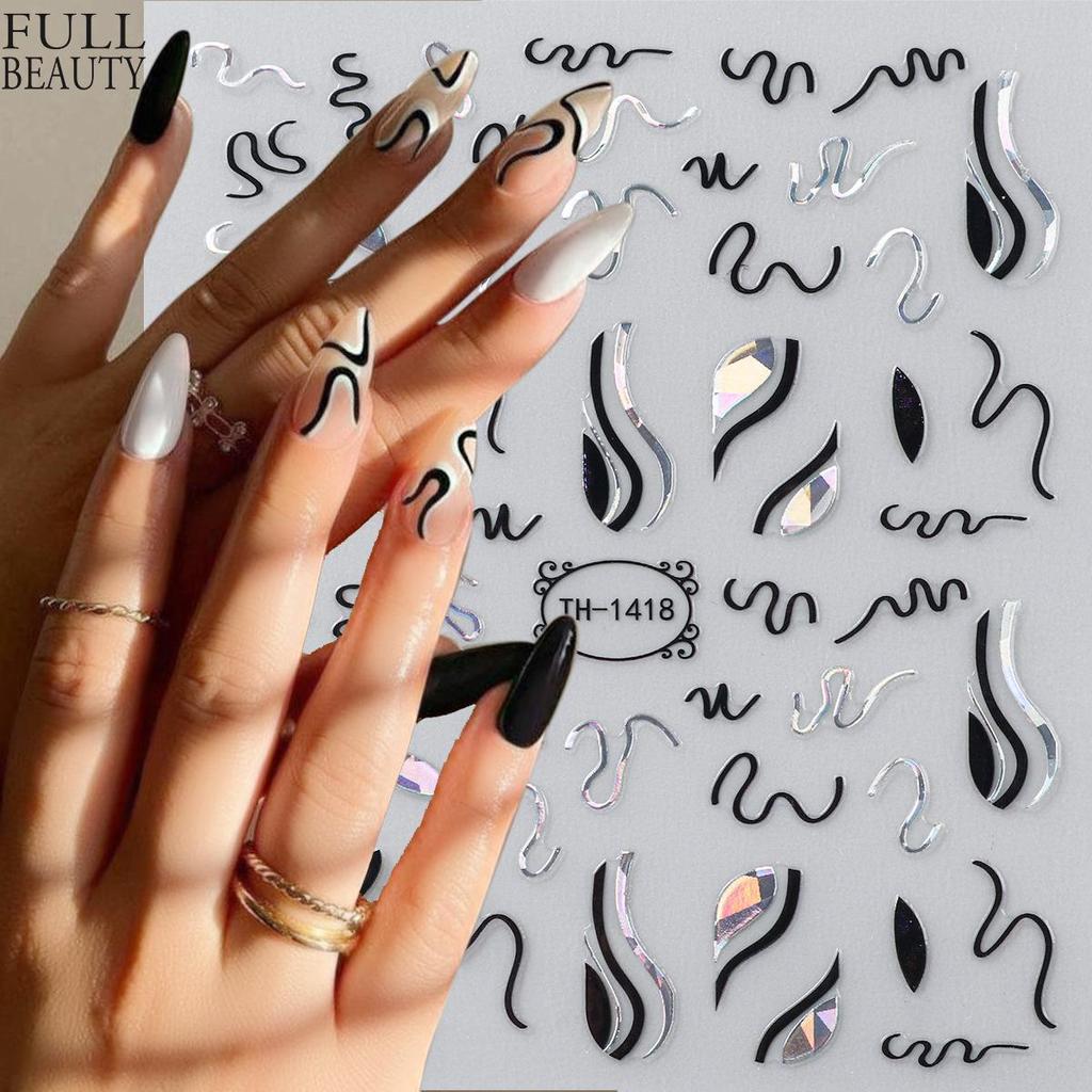 French Nail Stickers Liner Nail Art Decals Colorful Sliders Manicure Decor