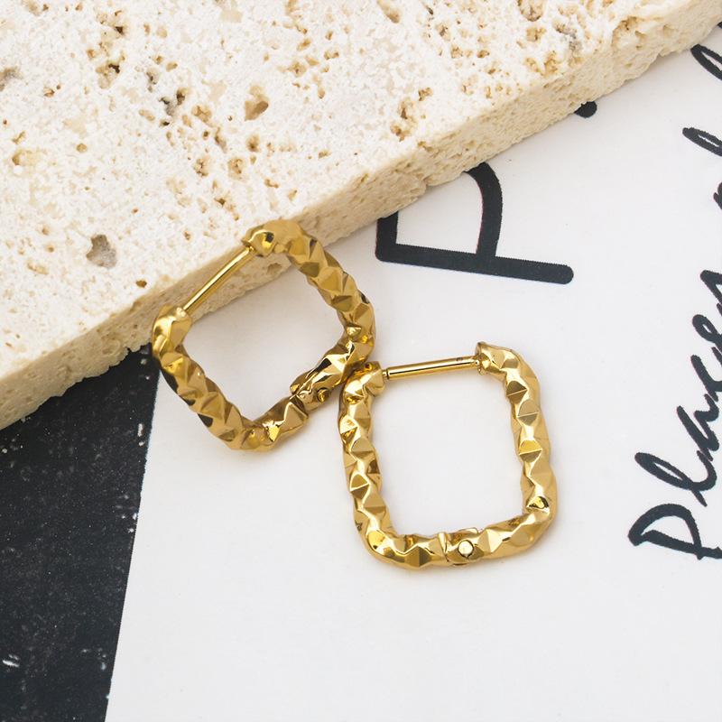 Women's Gold Minimalist Geometric Square Stainless Steel Earrings