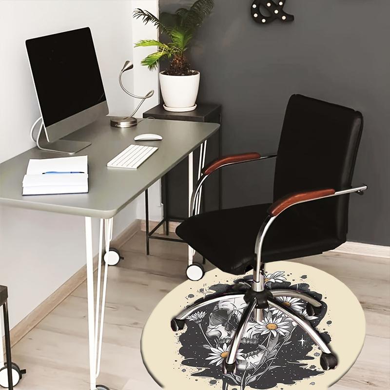 

1pc Skull and Daisies Tattoo Design Round carpet, Made of Polyester,Perfect for Decorating Office Chairs, Living Rooms,fplt162 80cm by 80cm