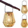Rattan Solar Lantern IP6 Waterproof Hanging Bamboo Chandelier Lamp Solar Powered Rattan Weaving Light for Garden Patio Courtyard