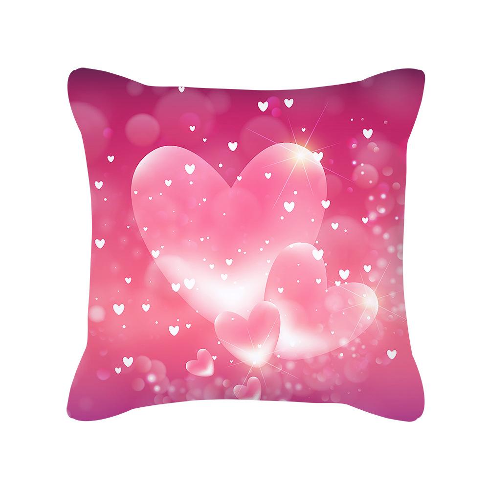 Peach Skin Pillowcase Valentine's Day Pillowcase Pink Heart-shaped Pillow Romantic Series Home Decoration Sofa Cushion Cover
