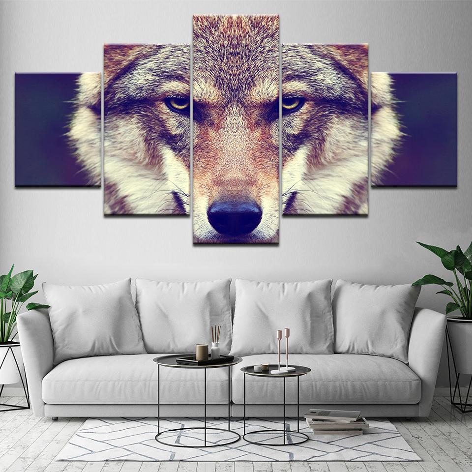 Canvas Painting Wolf Live animal Wall Art Pictures 5 Pieces Modular Wallpapers Poster Print for living room Home Decor
