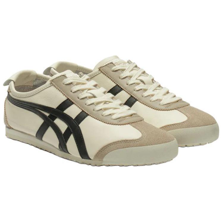 New Onitsuka Tiger MEXICO 66 Anti Slip Wear Resistant Low Top Casual Shoes Unisex Beige Black 1183C102-752