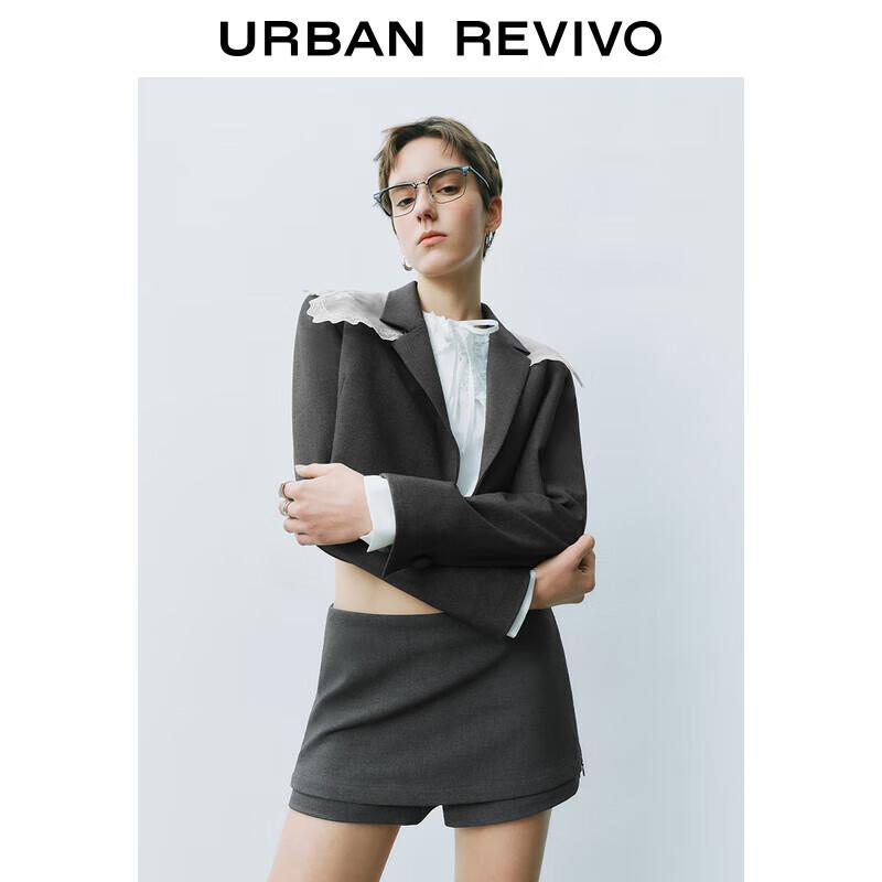 UR Women s Lace Patchwork Cropped Blazer M