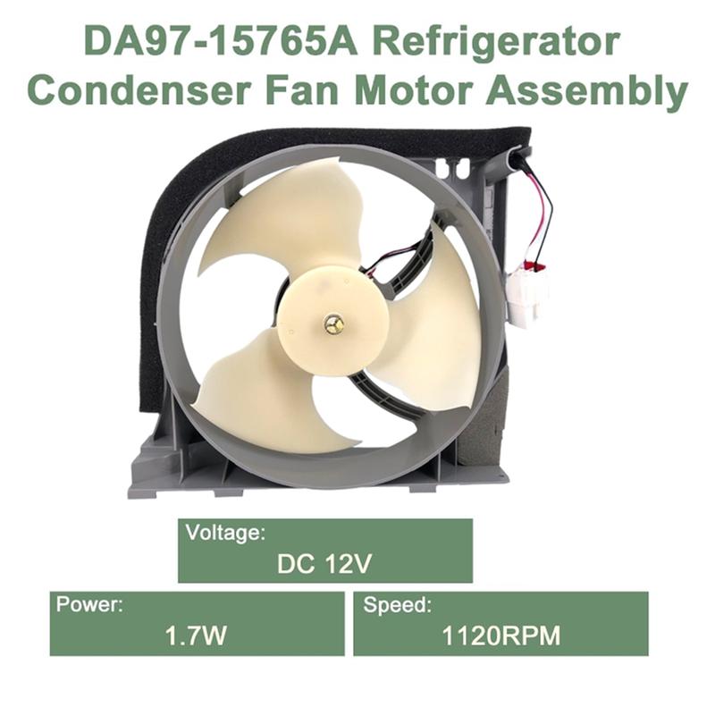 DA97-15765A DA31-00340A Zespół silnika wentylatora skraplacza lodówki do DA97-12842A, DA31-00278C DC 12V-T33C