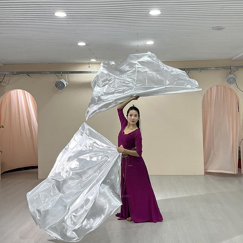 Dance Props Flag With Telescopic Sticks 140*140Cm Multiple Colors Belly Dance Semicircle Flags Performance Props Accessories