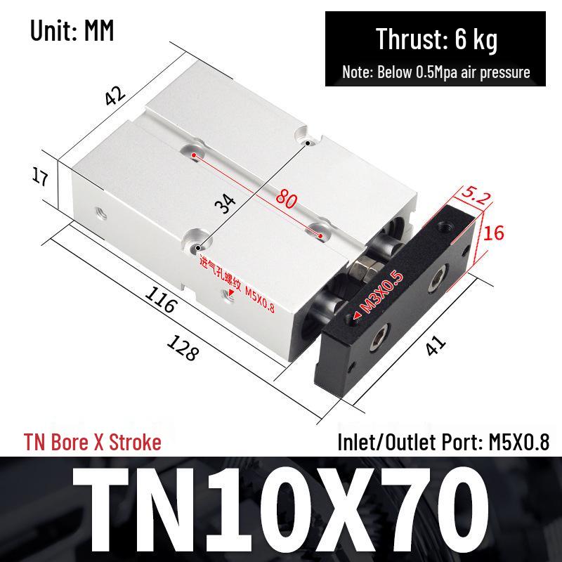 TDA Double-Axis Double-Rod Large Thrust Cylinder - Sizes: 10/16/20/25/32/40/50mm X 20/50/75mm