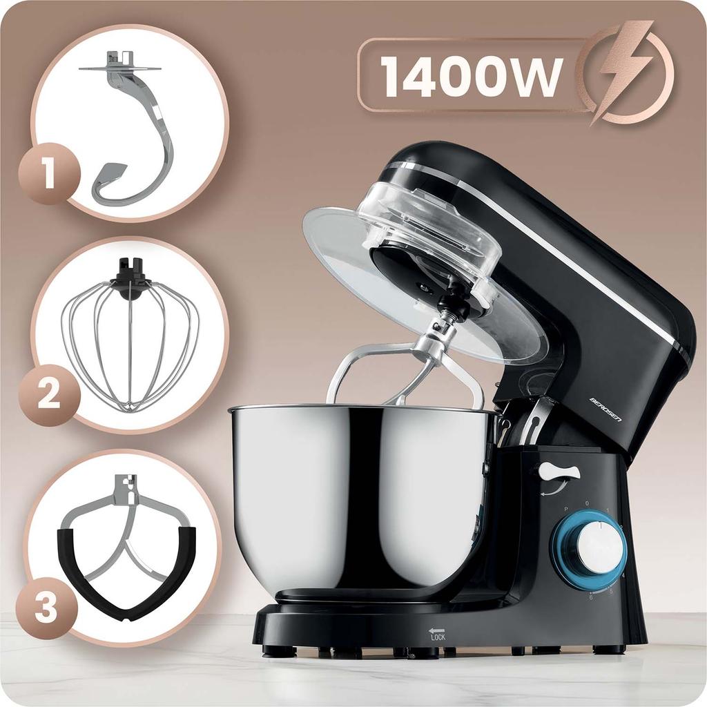 Berdsen 1400 W Bd-756 Batidora Planetaria 3 en 1 Procesador de Alimentos 6L