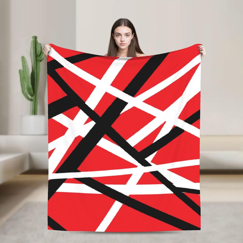 Warm Cozy Blankets Plane Travel Van Halen Blue Rock Stripes Throw Blanket Graphic Bedspread For Sofa Home