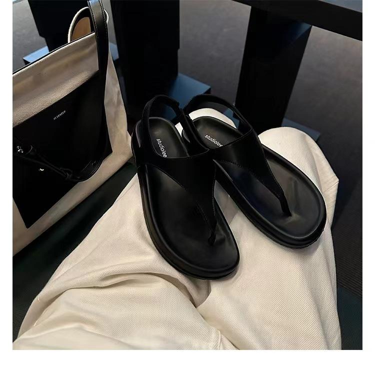 Grape mom studiolee minimalist temperament herringbone retro toe vacation flat bottom niche Roman style sandals women