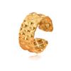 Retro Classic Diamond Lattice Design Stainless Steel Open Ring In Gold Plating, Light Luxury, Fade-Resistant Hand Jewelry