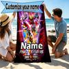 Custom Name Personalized Mighty Morphin Power Rangers Print Beach Towel, for Trip Camping Beach Party Home Decor, Birthday Gift for Family & Friends