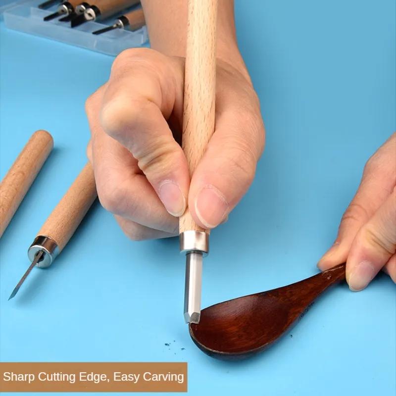 12pcs Wood Carving Tools Set V-Gouge Angle Chisel for Woodworkers Woodcut Hand Tool
